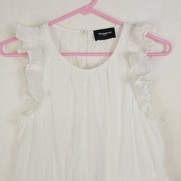 The Kooples white heart embroidered ruffled sleeve tiered dress Size 2 - Picture 6 of 12